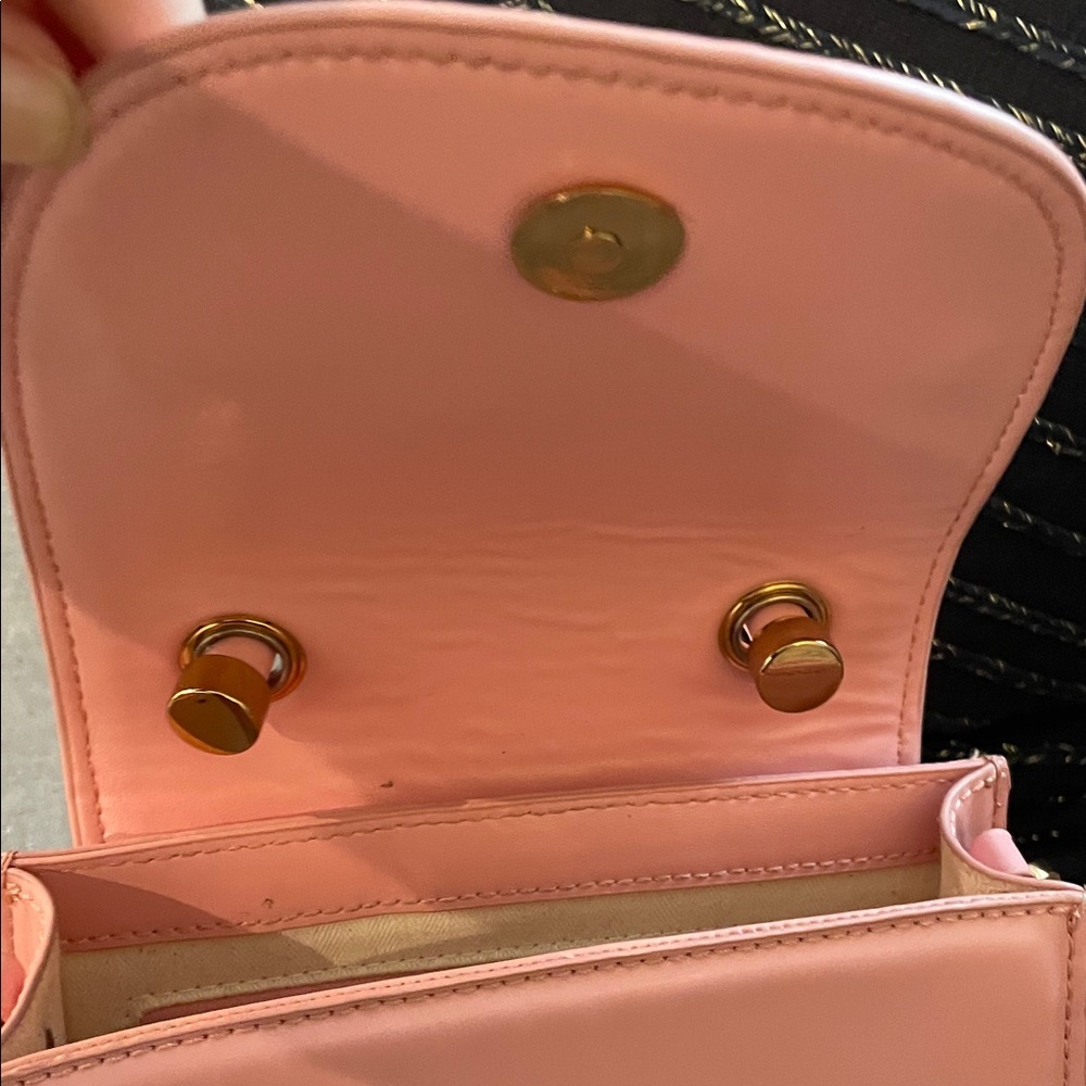 Zara mini Pink Handbag with Gold Accents and crossbody removable strap - Picture 4 of 7